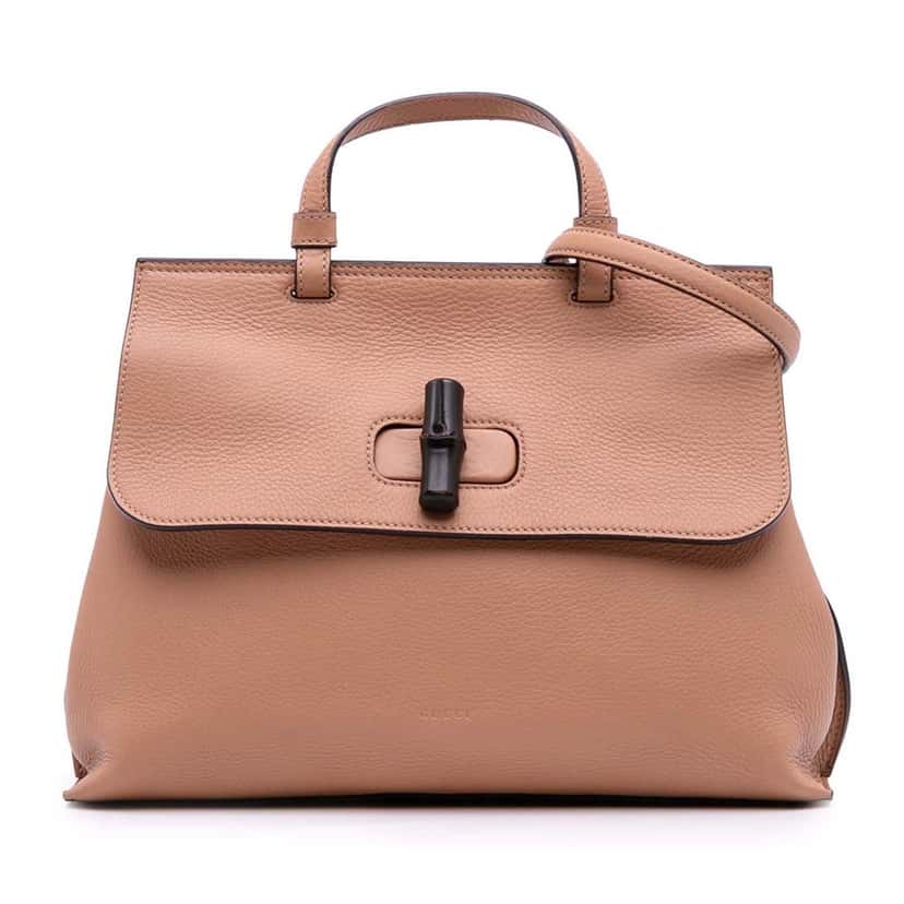 Gucci Medium Leather Bamboo Daily Satchel Brown Leather Good condition - Front View