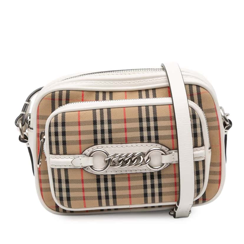 Burberry Haymarket Check Canvas 1983 Link Crossbody Brown Canvas Good condition - Front View