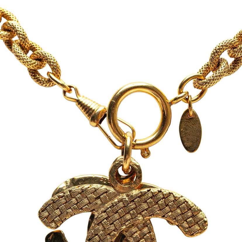 Chanel Gold Plated Double CC Pendant Necklace Gold Metal Good condition - Back View
