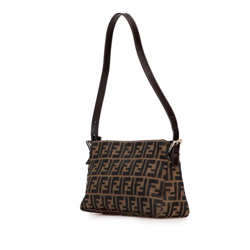 Fendi Zucca Canvas Shoulder Bag Brown Canvas Good condition - Back View