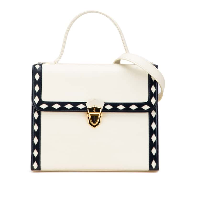 Yves Saint Laurent Leather Satchel White Leather Good condition - Front View