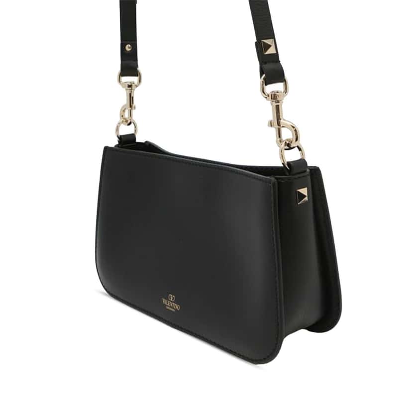 Valentino Calfskin Rockstud Flip Lock Crossbody Black Leather Good condition - Back View