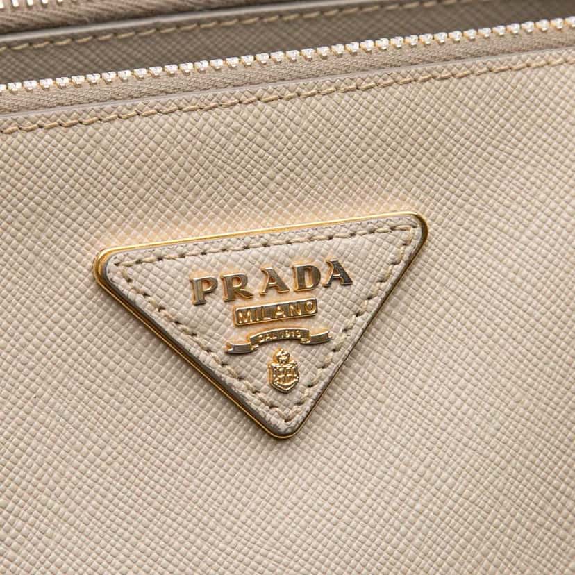 Prada Medium Saffiano Lux Galleria Double Zip Satchel Brown Leather Fair condition - Box View