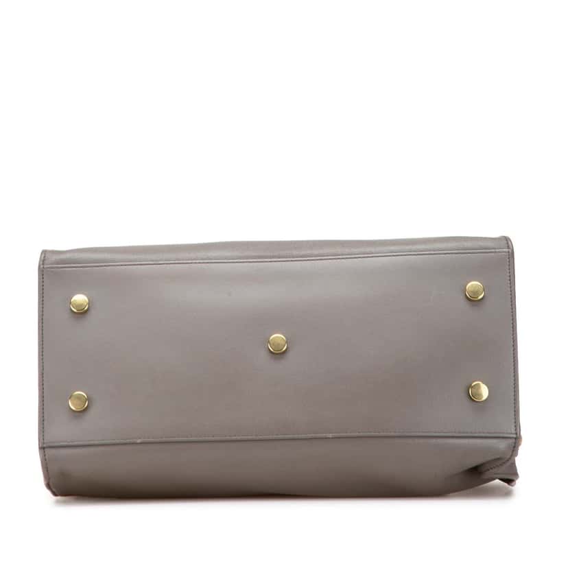 Saint Laurent Small Leather Monogram Cabas Satchel Grey Leather Good condition - Inside View