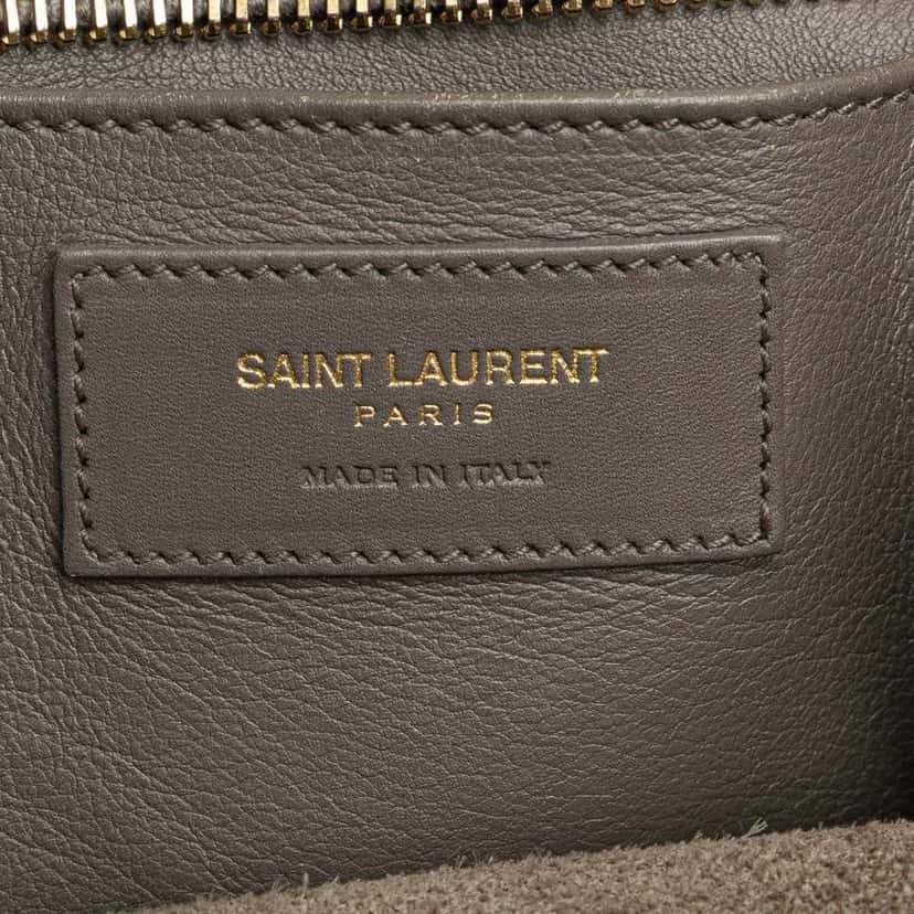 Saint Laurent Small Leather Monogram Cabas Satchel Grey Leather Good condition - Box View