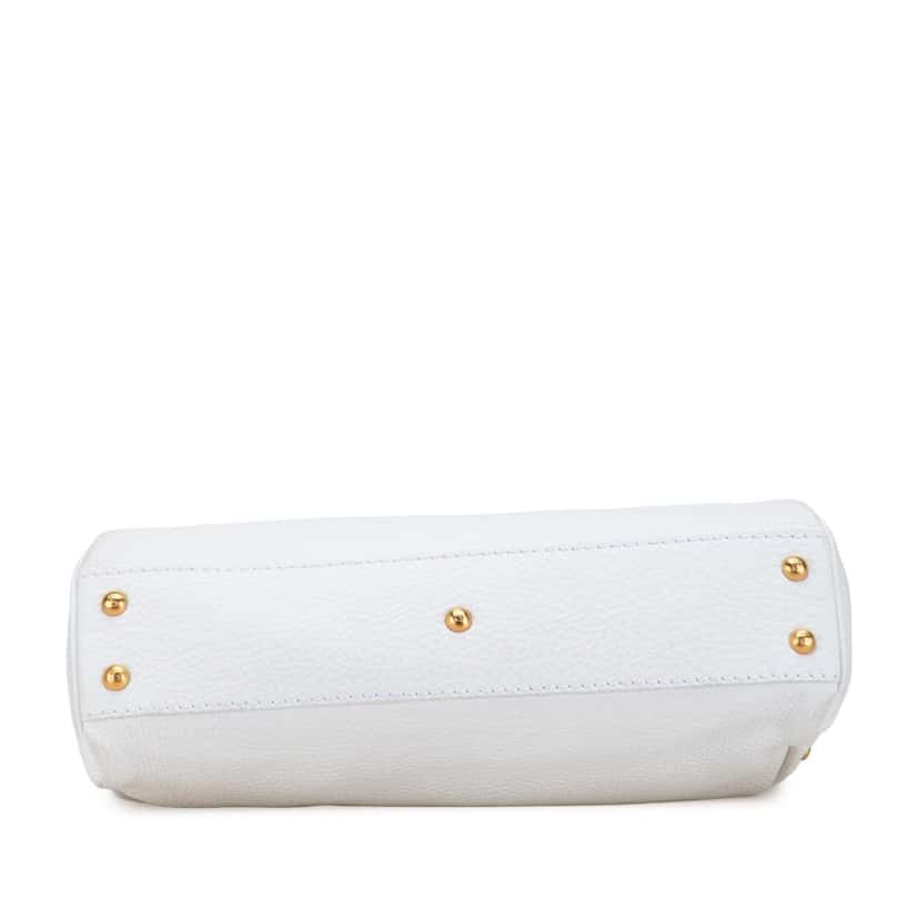 Fendi Medium Pebbled Leather Peekaboo Satchel White Leather Good condition - Inside View