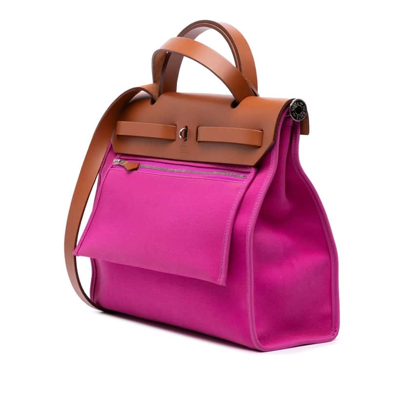 Hermès Toile Herbag Zip 31 Pink Canvas Good condition - Back View