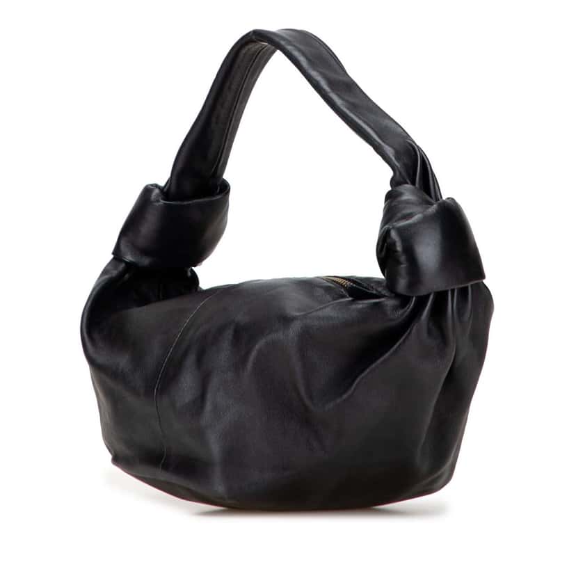 Bottega Veneta Mini Calfskin Double Knot Bag Black Leather Good condition - Back View