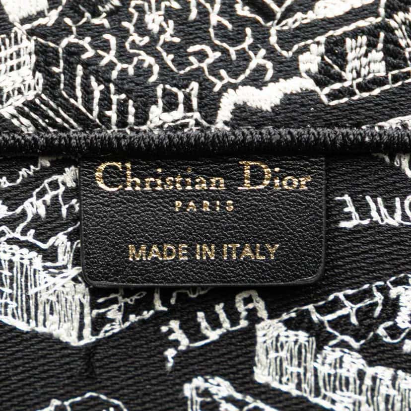 Dior Medium Canvas Embroidered Plan De Paris Book Tote Black Canvas Good condition - Box View