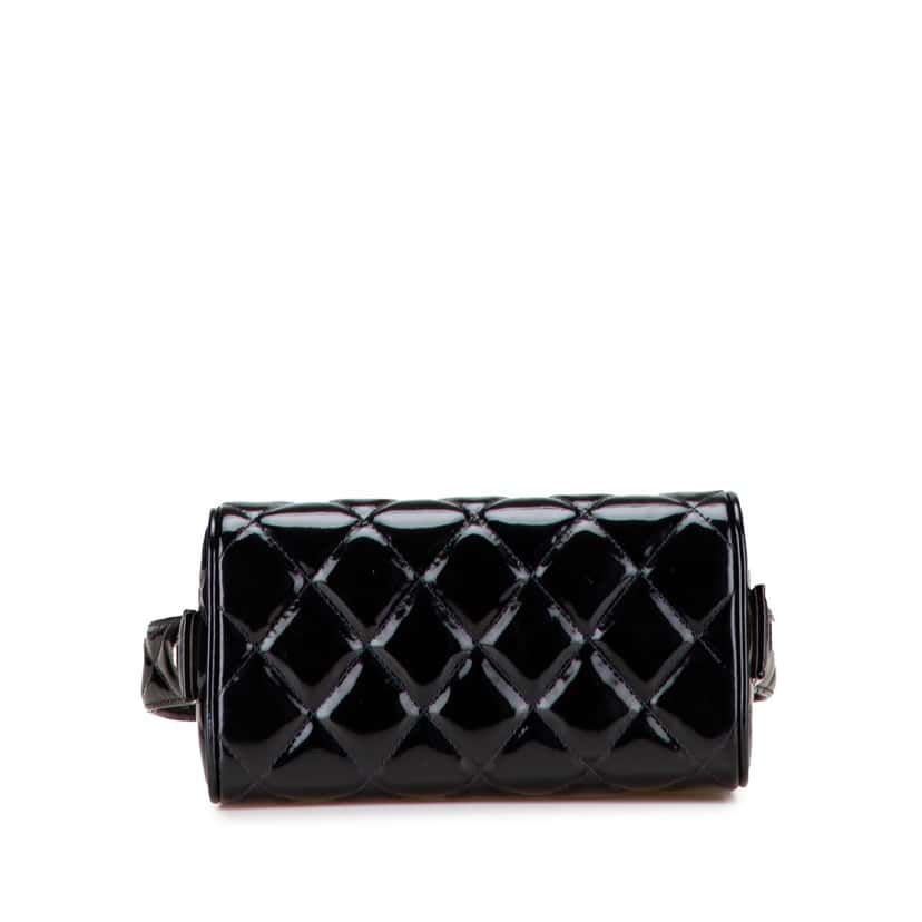 Chanel Quilted Patent Leather Box Handbag Black Leather Good condition - Inside View