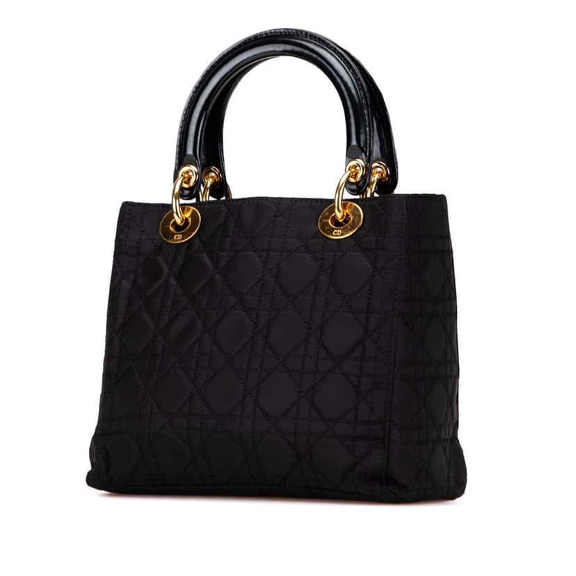Dior Medium Nylon Cannage Lady Dior Black Fair condition - Back View