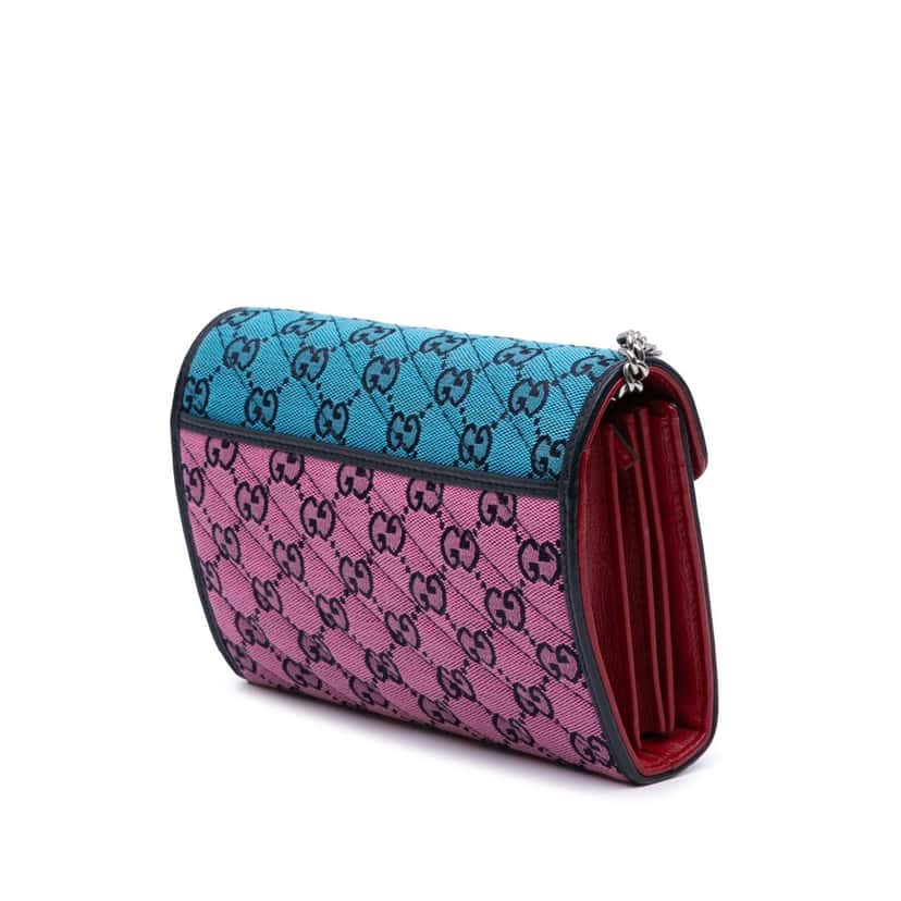 Gucci GG Marmont Matelasse Diagonal Canvas Chain Wallet Pink Canvas Good condition - Back View