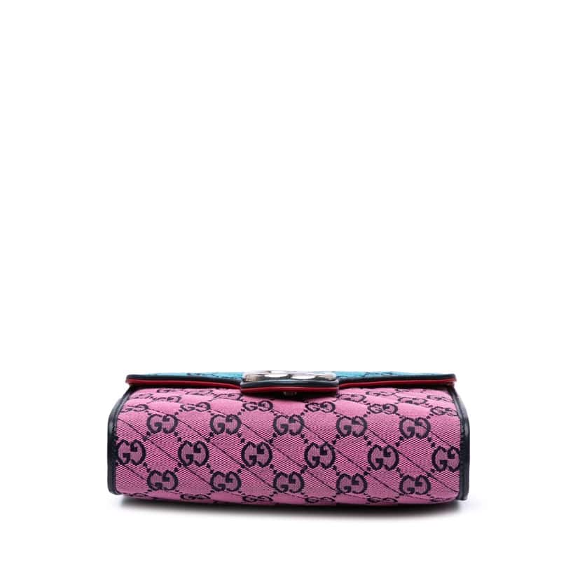 Gucci GG Marmont Matelasse Diagonal Canvas Chain Wallet Pink Canvas Good condition - Inside View