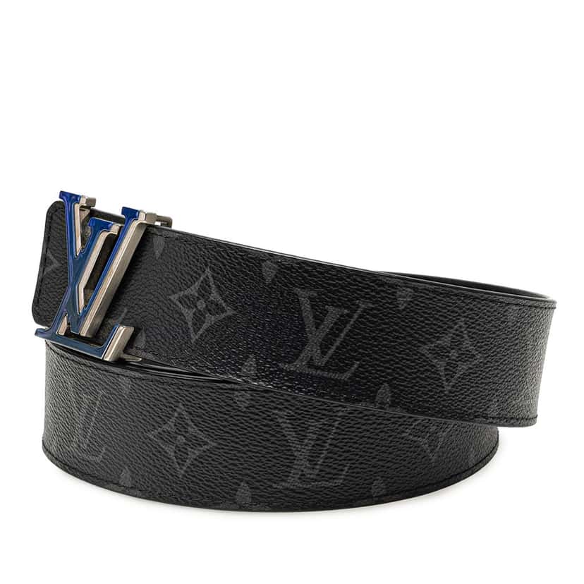 Louis Vuitton Monogram Eclipse LV Initiales Reversible Belt Black Canvas Good condition - Back View