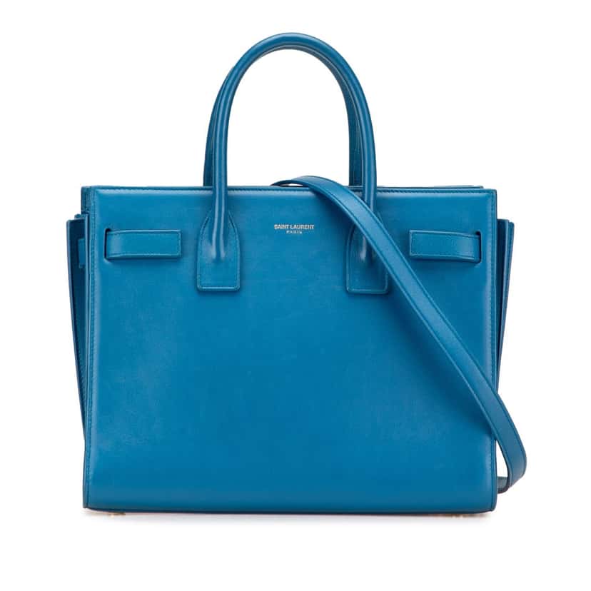 Saint Laurent Baby Leather Sac De Jour Satchel Blue Leather Good condition - Front View