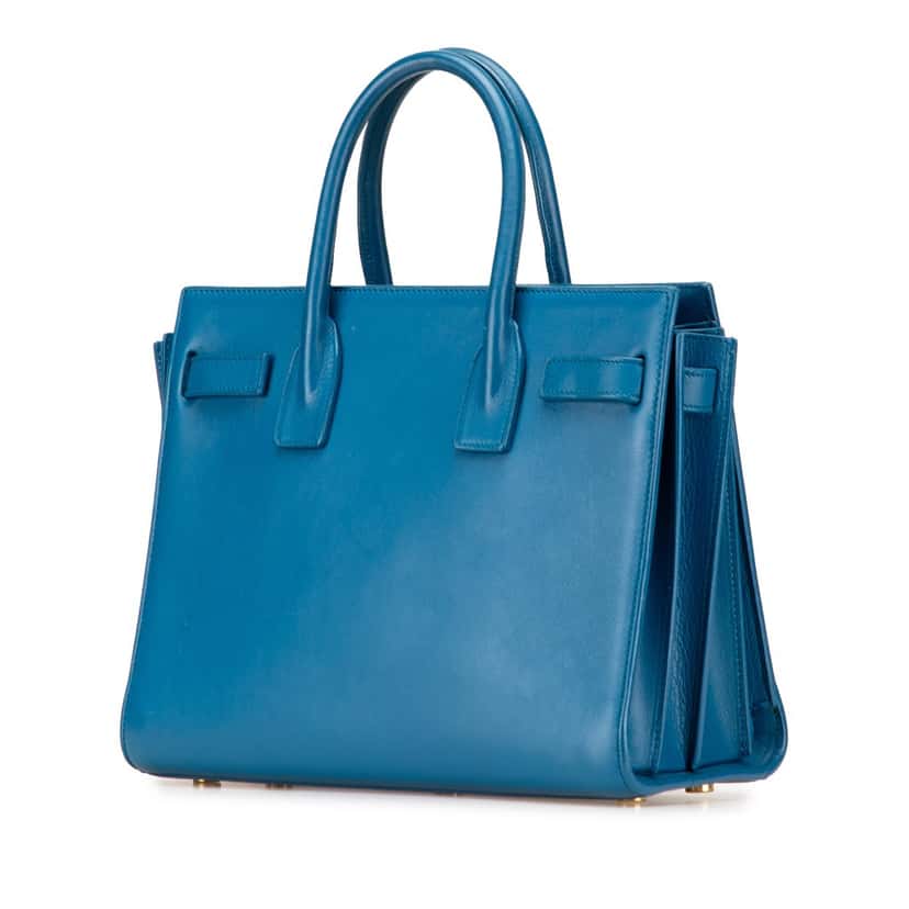 Saint Laurent Baby Leather Sac De Jour Satchel Blue Leather Good condition - Back View