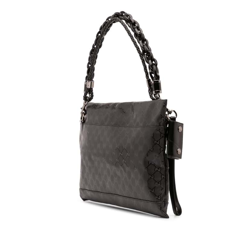 Gucci GG Imprime Studded Shoulder Bag Black Canvas Good condition - Back View