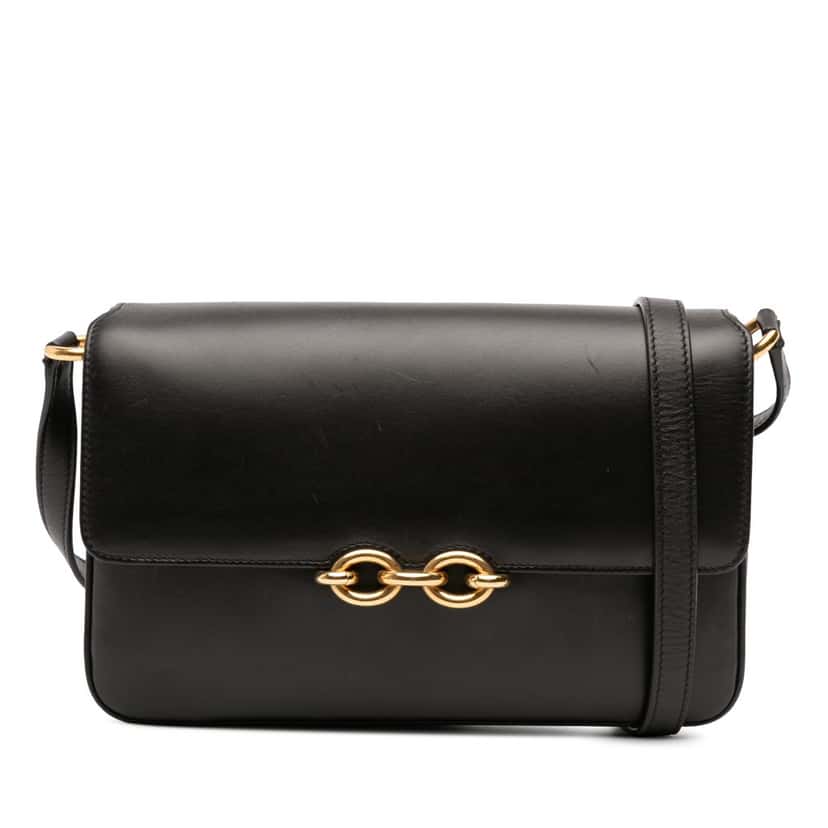 Saint Laurent Smooth Calfskin Le Maillon Crossbody Black Leather Good condition - Front View