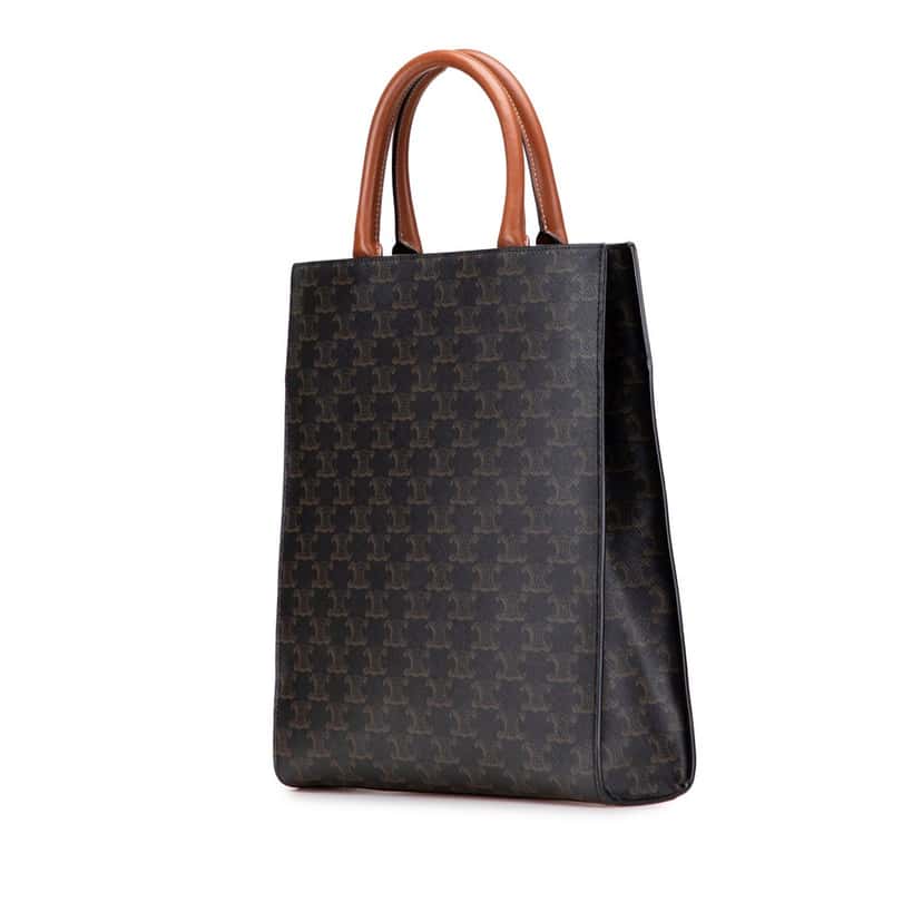 Celine Small Triomphe Coated Canvas Vertical Cabas Tote Brown Canvas Good condition - Back View