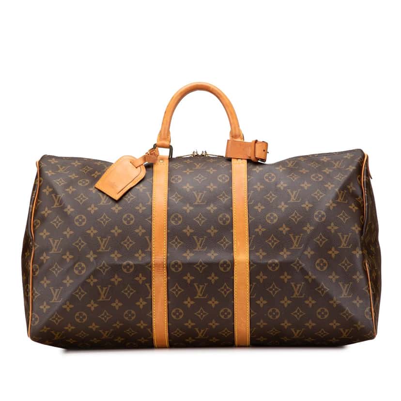 Louis Vuitton Monogram Keepall 55 Brown Canvas Fair condition - Front View
