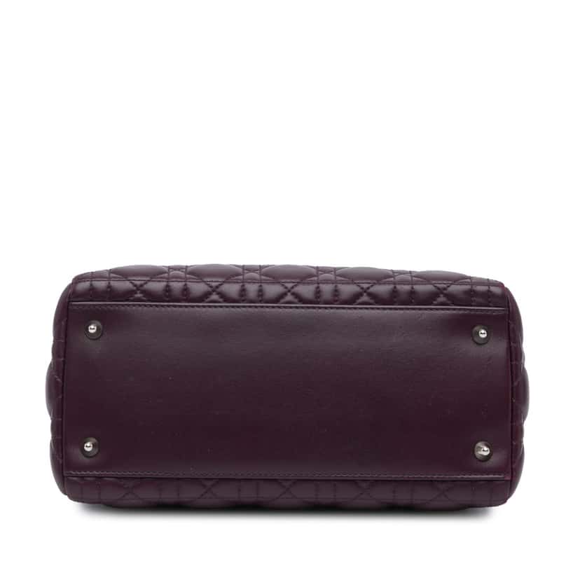 Dior Medium Lambskin Cannage Lady Dior Purple Leather Fair condition - Inside View