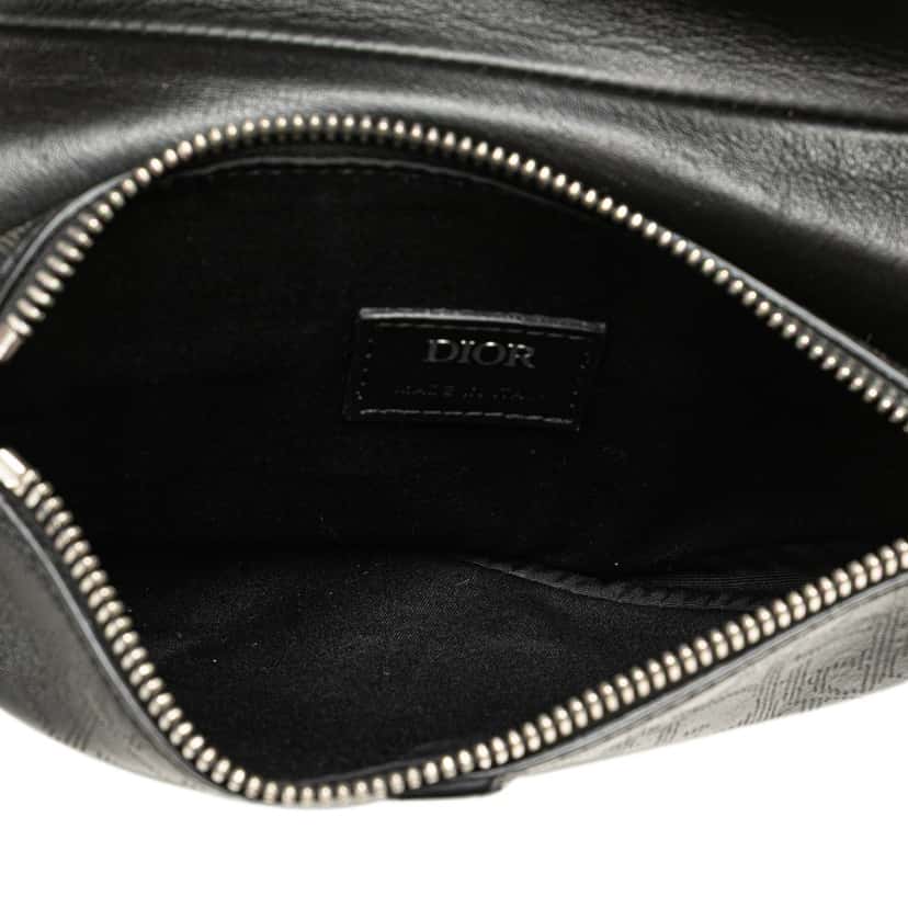 Dior Oblique Perforated Calfskin Galaxy Saddle Bag Black Leather Good condition - Model View