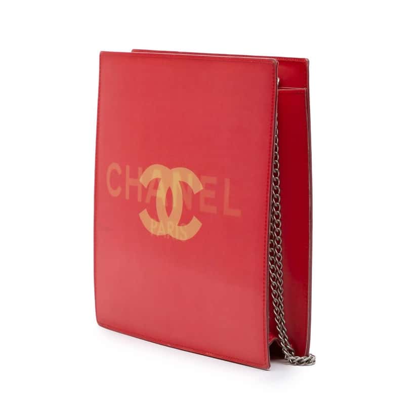 Chanel Vinyl Hologram CC Shoulder Bag Red Very good condition - Back View