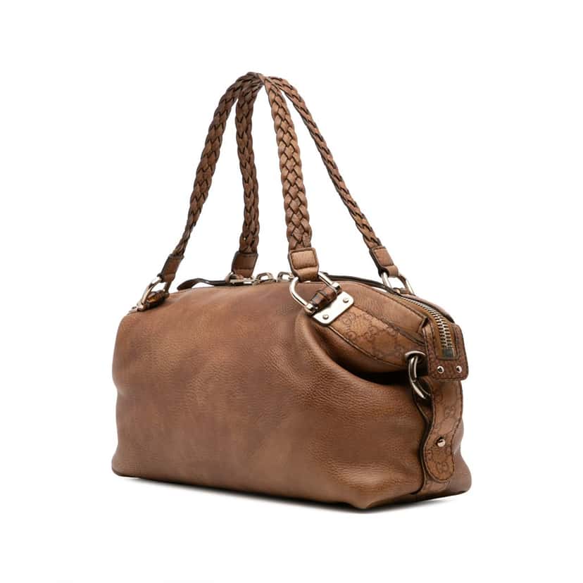 Gucci Medium Leather Bamboo Bar Tote Brown Leather Good condition - Back View