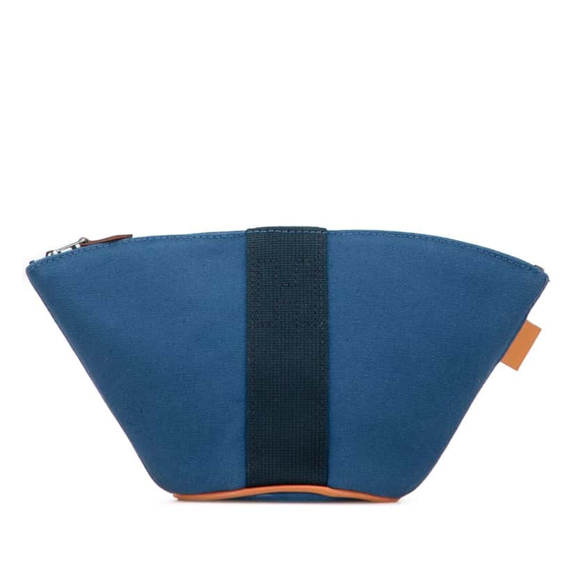 Hermès Mini Toile Palmyre Pouch Blue Canvas Very good condition - Front View