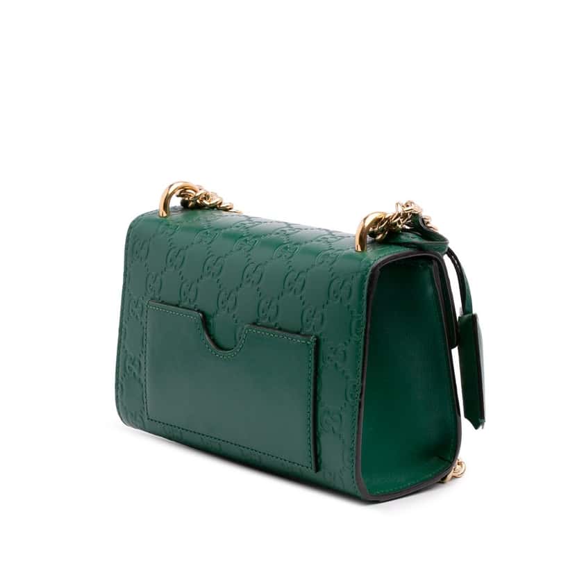 Gucci Small Guccissima Padlock Crossbody Green Leather Good condition - Back View