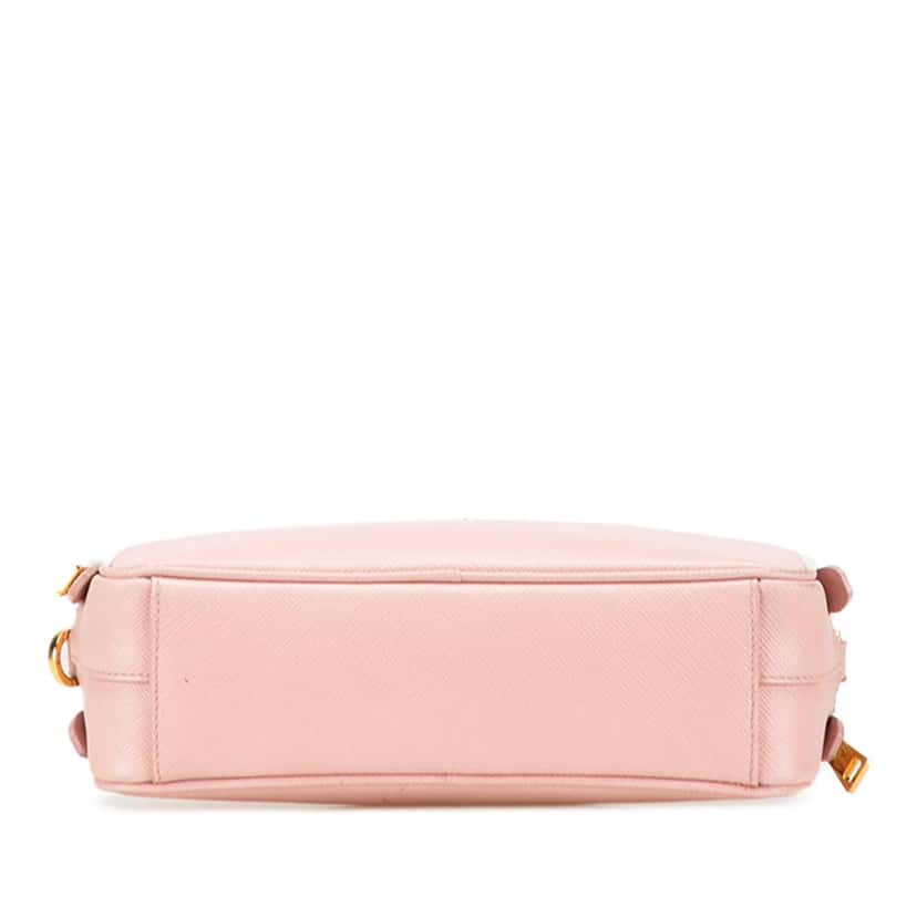 Prada Mini Saffiano Double Zip Crossbody Pink Leather Good condition - Inside View