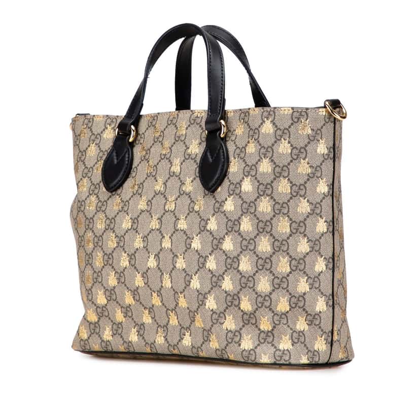 Gucci Small GG Supreme Bees Soft Tote Brown Canvas Good condition - Back View