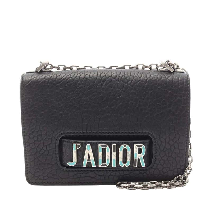 Dior Canyon Grained Lambskin Mosaic J Adior Chain Flap Black Leather Good condition - Front View