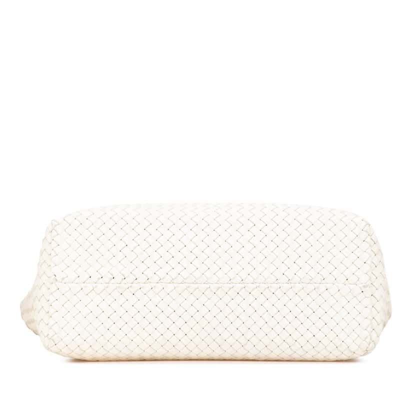 Bottega Veneta Medium Lambskin Intreccio Cabat Tote White Leather Good condition - Inside View
