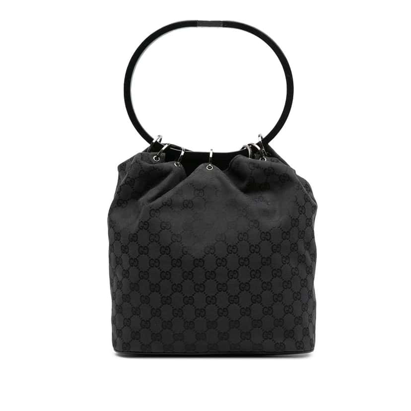 Gucci GG Canvas Ring Handbag Black Canvas Good condition - Front View