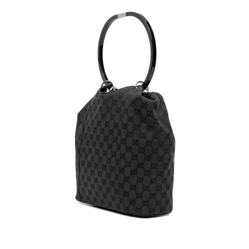 Gucci GG Canvas Ring Handbag Black Canvas Good condition - Back View