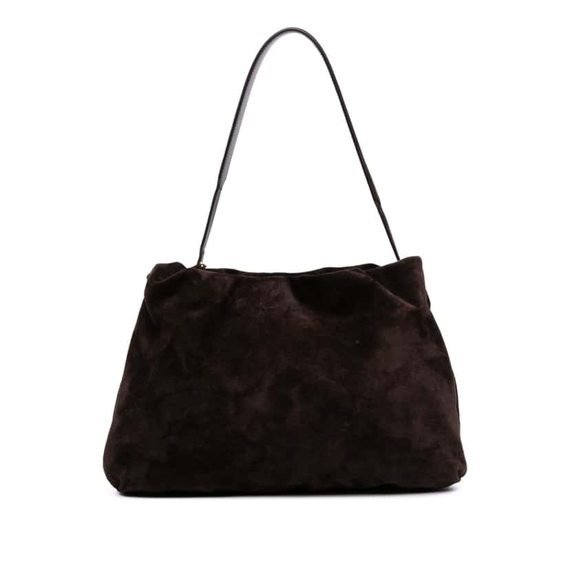 The Row Suede Bourse Shoulder Bag Brown Leather Good condition - Front View