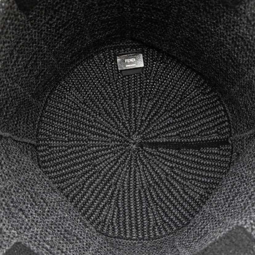 Fendi Large Zucca Cashmere Shopper Tote Black Wool Good condition - Model View