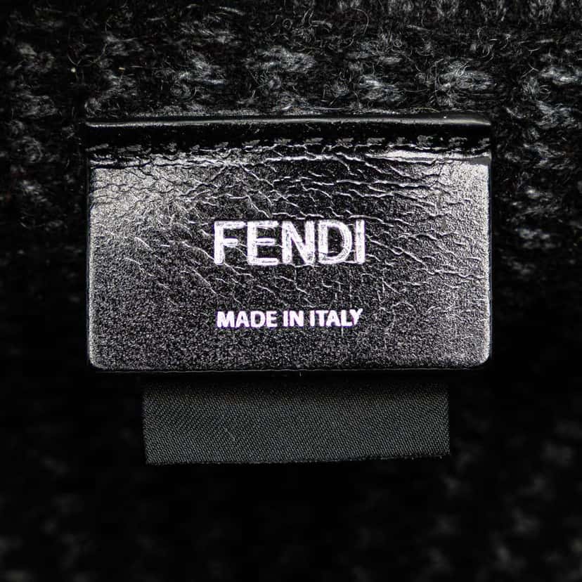 Fendi Large Zucca Cashmere Shopper Tote Black Wool Good condition - Box View