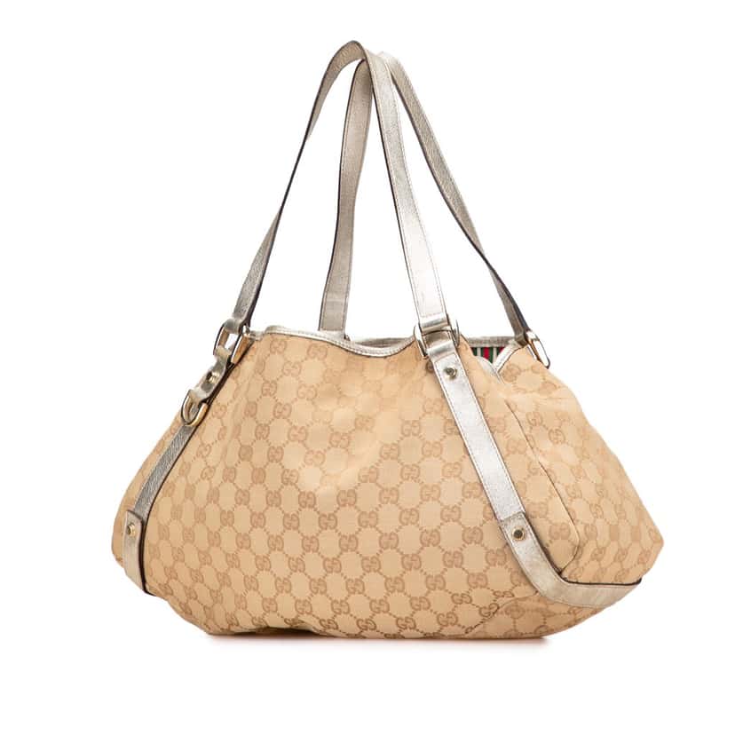 Gucci GG Canvas Abbey D Ring Tote Brown Canvas Fair condition - Back View