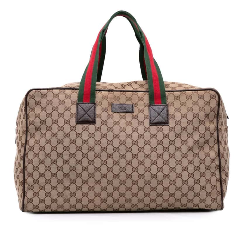 Gucci GG Canvas Web Travel Bag Brown Canvas Good condition - Front View