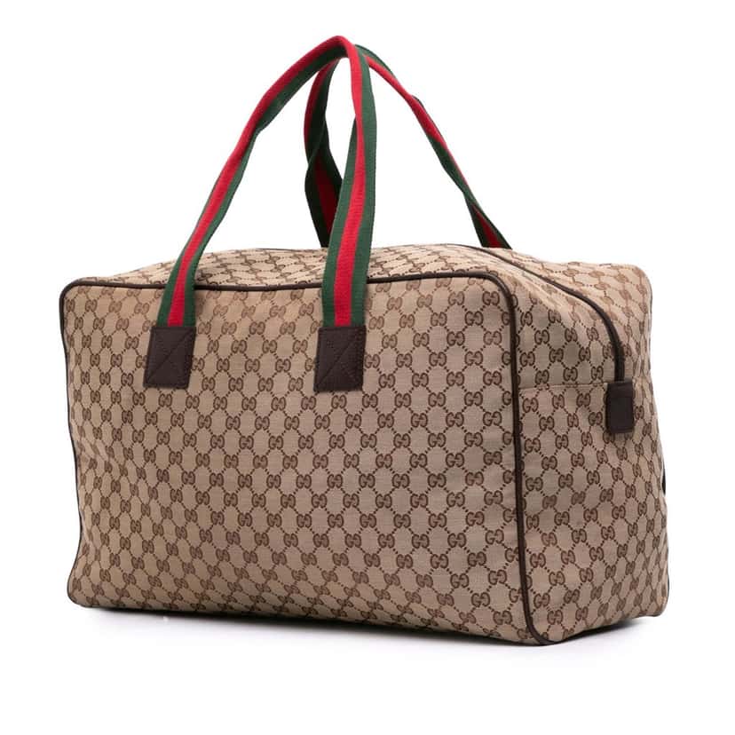 Gucci GG Canvas Web Travel Bag Brown Canvas Good condition - Back View