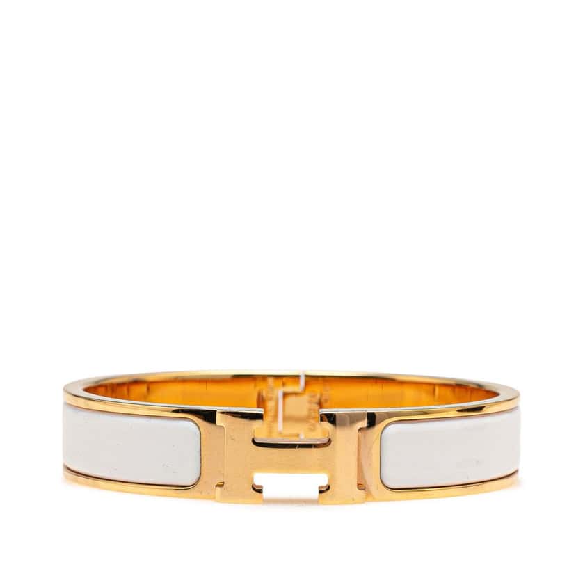 Hermès Narrow Enamel Clic H Bracelet White Good condition - Front View