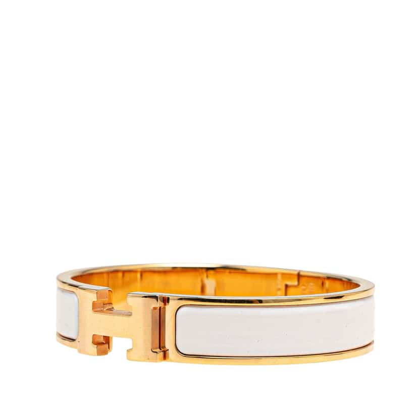 Hermès Narrow Enamel Clic H Bracelet White Good condition - Back View