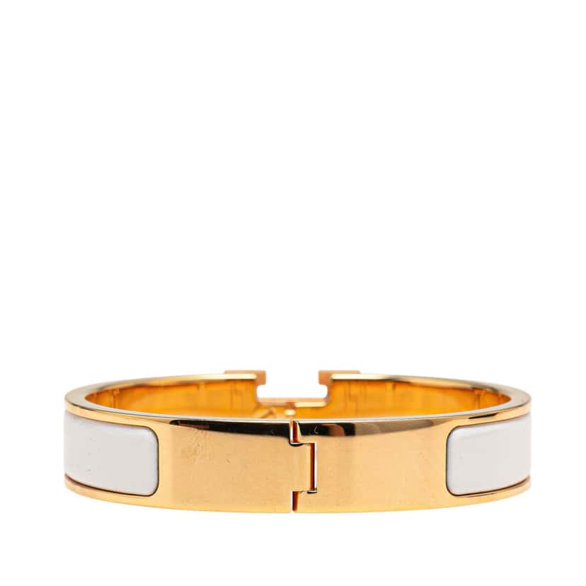 Hermès Narrow Enamel Clic H Bracelet White Good condition - Inside View