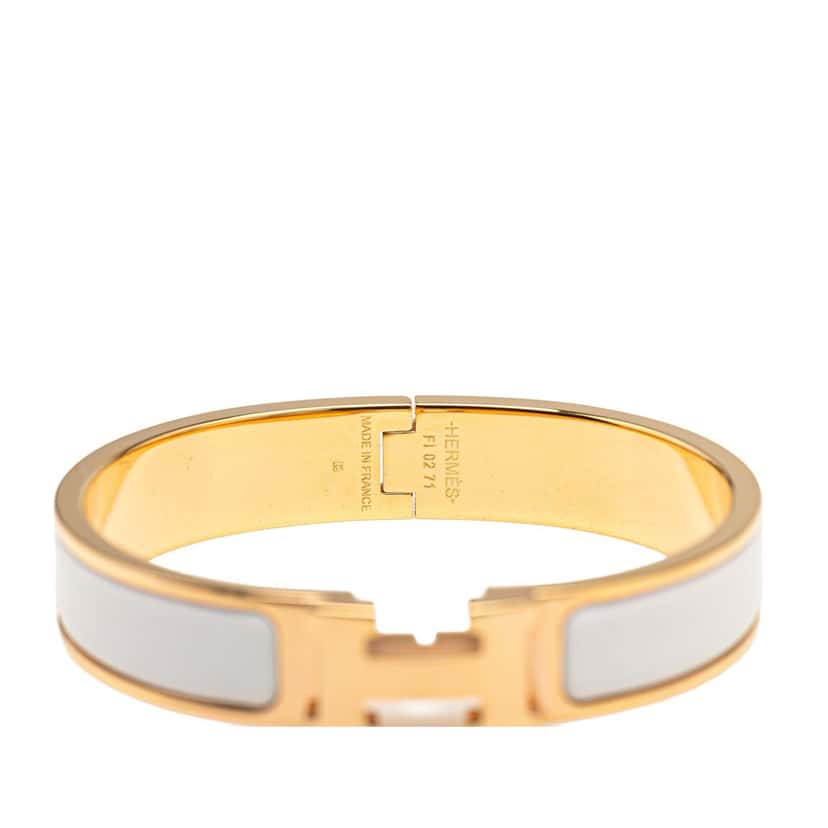 Hermès Narrow Enamel Clic H Bracelet White Good condition - Model View