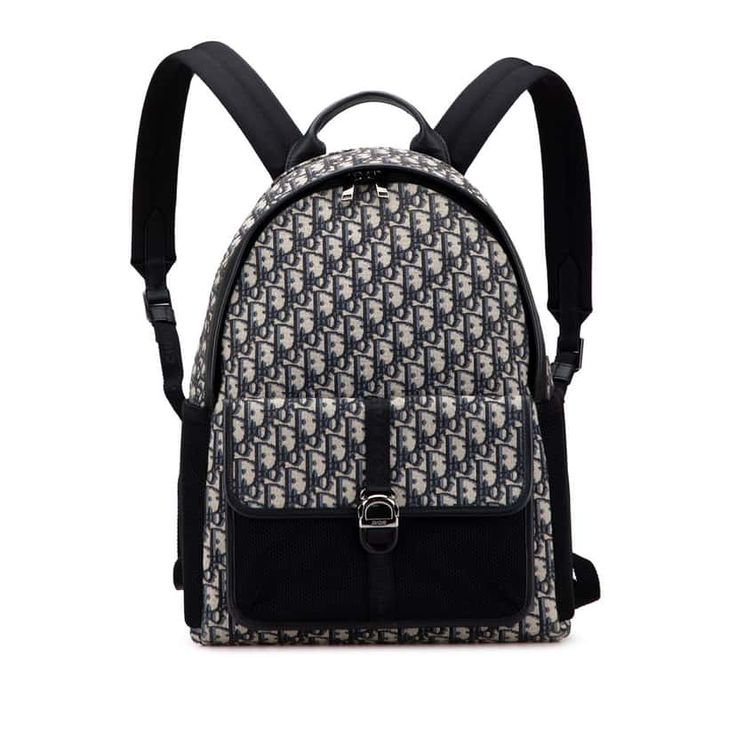Dior Oblique Canvas 8 Backpack Blue Canvas Good condition - Front View