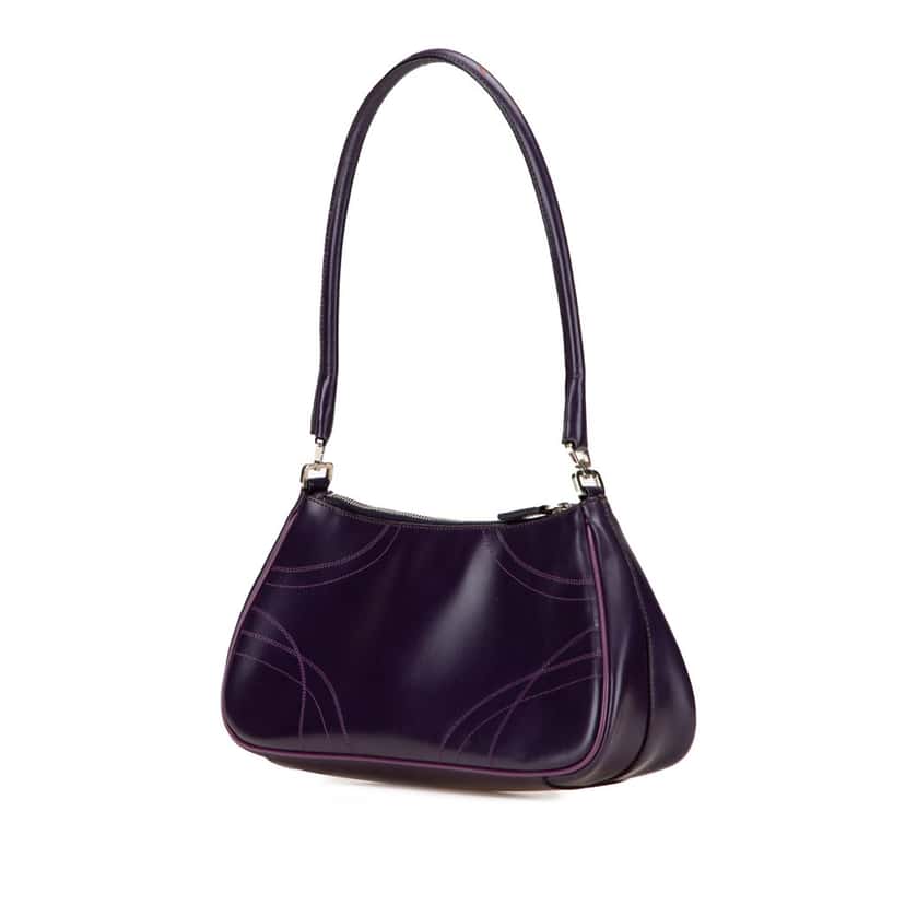 Prada Vitello Drive Shoulder Bag Purple Leather Good condition - Back View