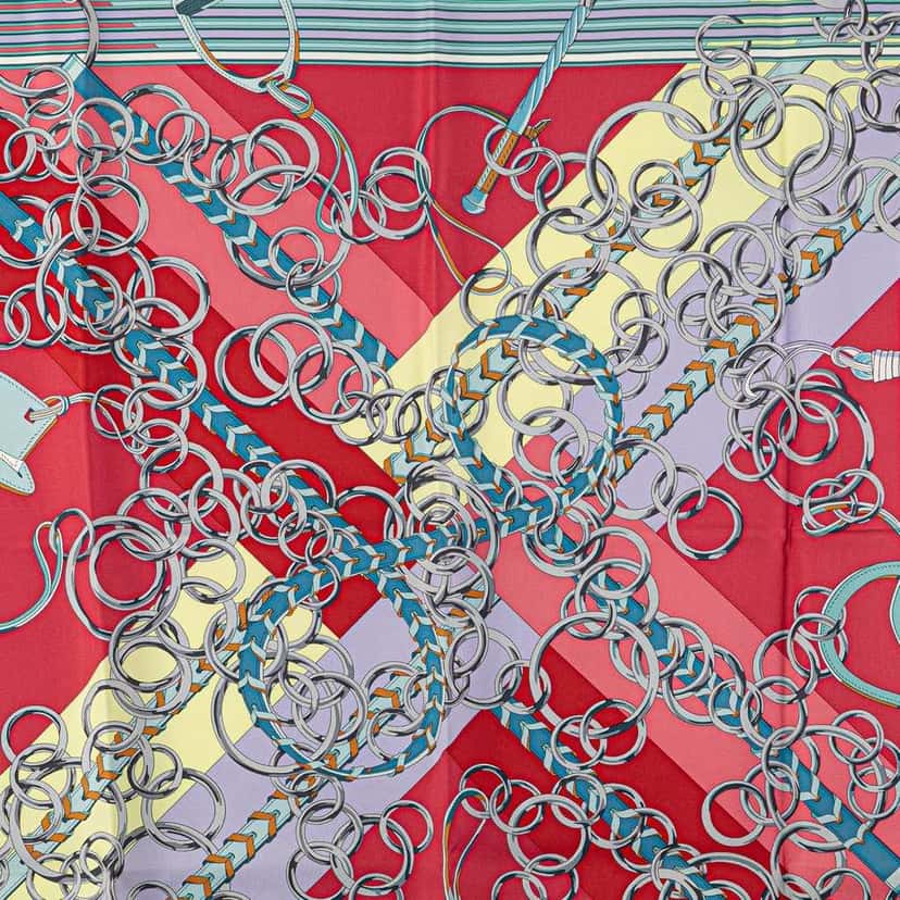 Hermès Brides et Gris Gris Silk Scarf Red Silk Good condition - Box View