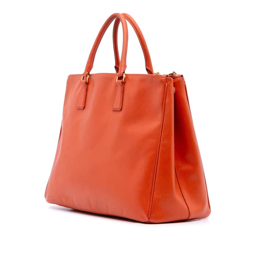 Prada Extra Large Saffiano Lux Galleria Double Zip Tote Orange Leather Good condition - Back View